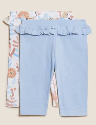 

M&S Collection 2er-Pack Leggings aus reiner Baumwolle mit Tiermuster (0-3 J.) - Marmalade, Marmalade