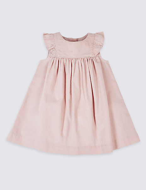 Pure Cotton Cord Frill Sleeve Dress | M&S