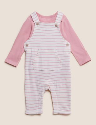 

Girls M&S Collection 2pc Pure Cotton Striped Dungaree Outfit (0-3 Yrs) - Pink Mix, Pink Mix