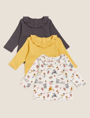 

M&S Collection 3er-Pack gemusterte Oberteile aus reiner Baumwolle (0-3 Jahre) - Gold Mix, Gold Mix