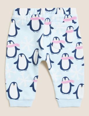 

Girls M&S Collection Cotton Rich Penguin Print Joggers (0-3 Yrs) - Ice Blue, Ice Blue