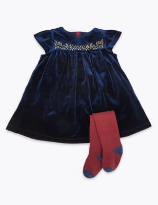 Ensemble 2&nbsp;pi&egrave;ces avec robe en velours et collants