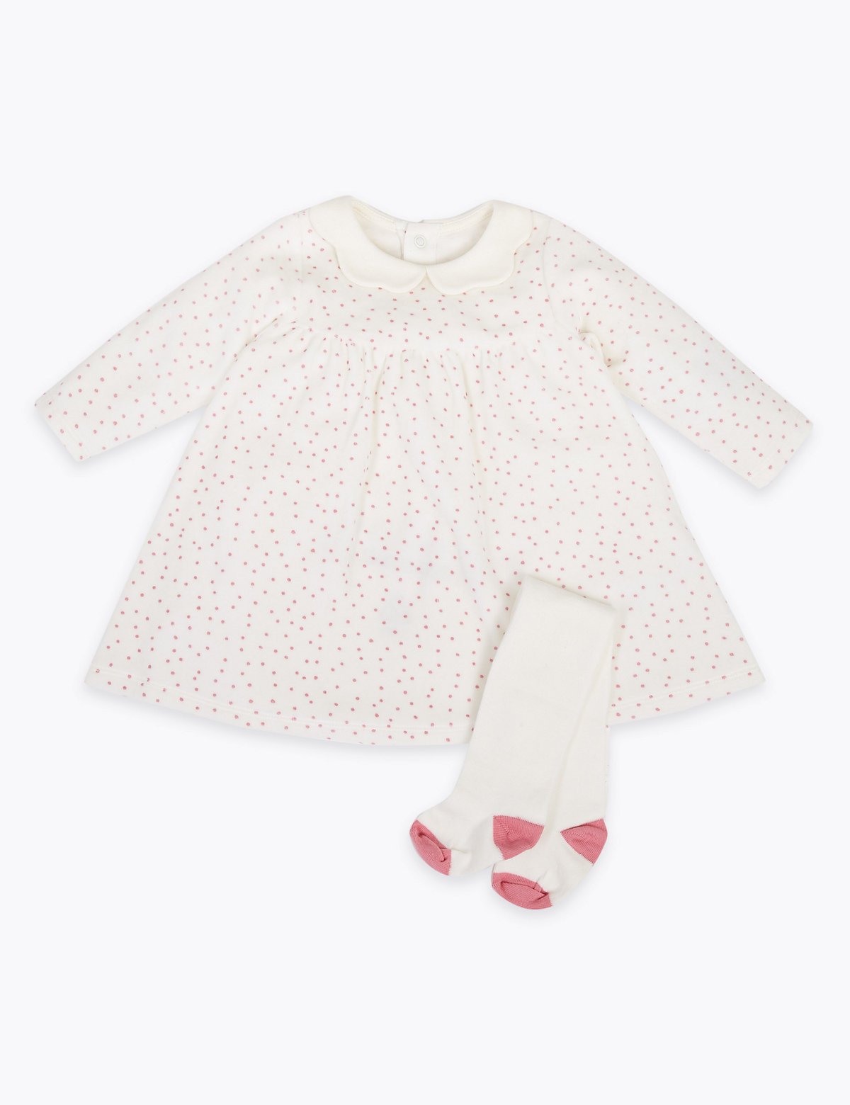 2 Piece Cotton Rich Velour Spotted Print Outfit (0-12 Mths)