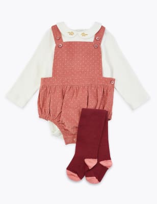 Ensemble 3&nbsp;pi&egrave;ces avec salopette en velours c&ocirc;tel&eacute; et body