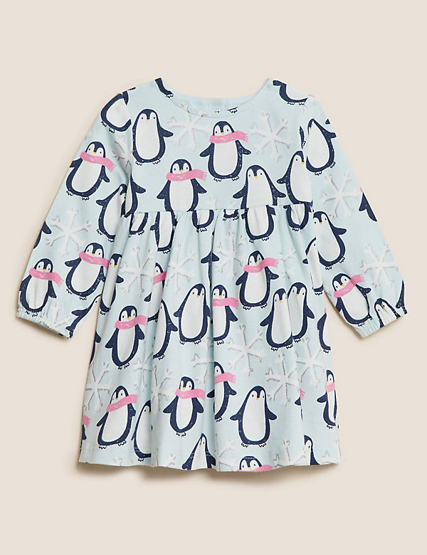 Pure Cotton Penguin Dress (0 - 3 Yrs) - FR