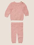 2 Piece Pure Cotton Knitted Heart Outfit