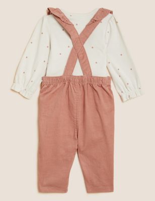 Girls M&S Collection 2pc Pure Cotton Spot Outfit (0-3 Yrs) - Rust Mix