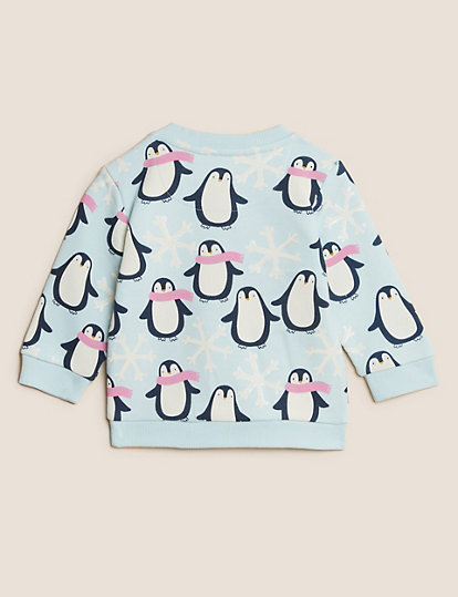 Cotton Rich Penguin Print Sweater