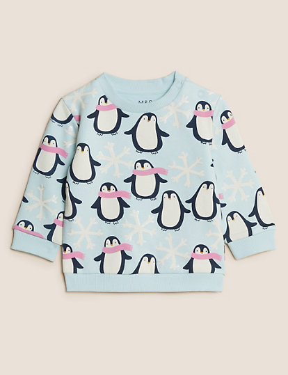 Cotton Rich Penguin Print Sweater