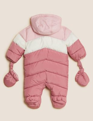 

Girls M&S Collection Hooded Colour Block Snowsuit (0-3 Yrs) - Pink Mix, Pink Mix