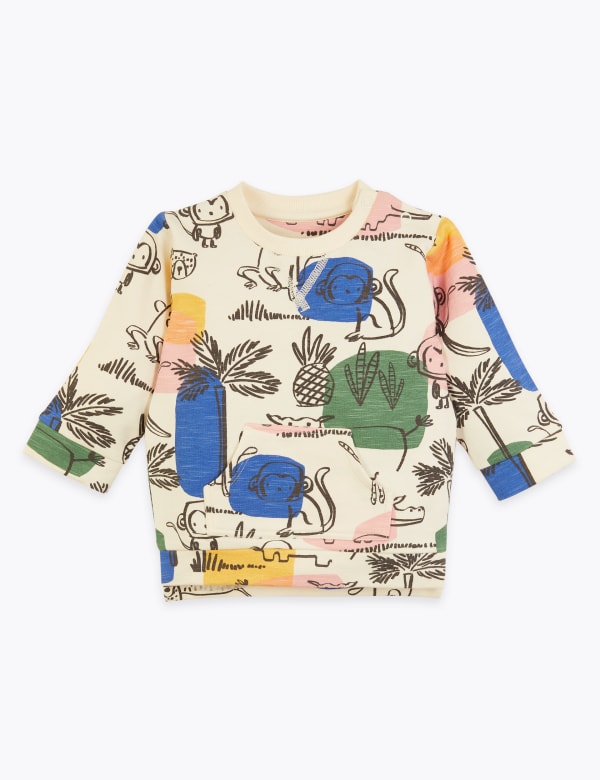 Cotton Animal Print Sweatshirt (0-3 Yrs)