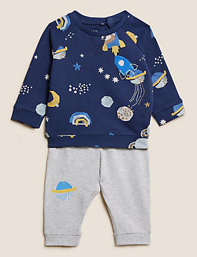 2pc Cotton Rich Space Top & Bottom Outfit (0-3 Yrs)