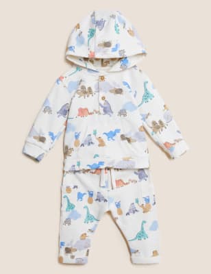 

Boys M&S Collection 2pc Pure Cotton Animal and Dinosaur Outfit (0-3 Yrs) - Cream Mix, Cream Mix