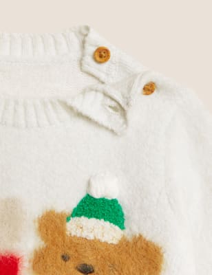 

Boys M&S Collection Bear Christmas Jumper (0 - 3 Yrs) - Cream Mix, Cream Mix