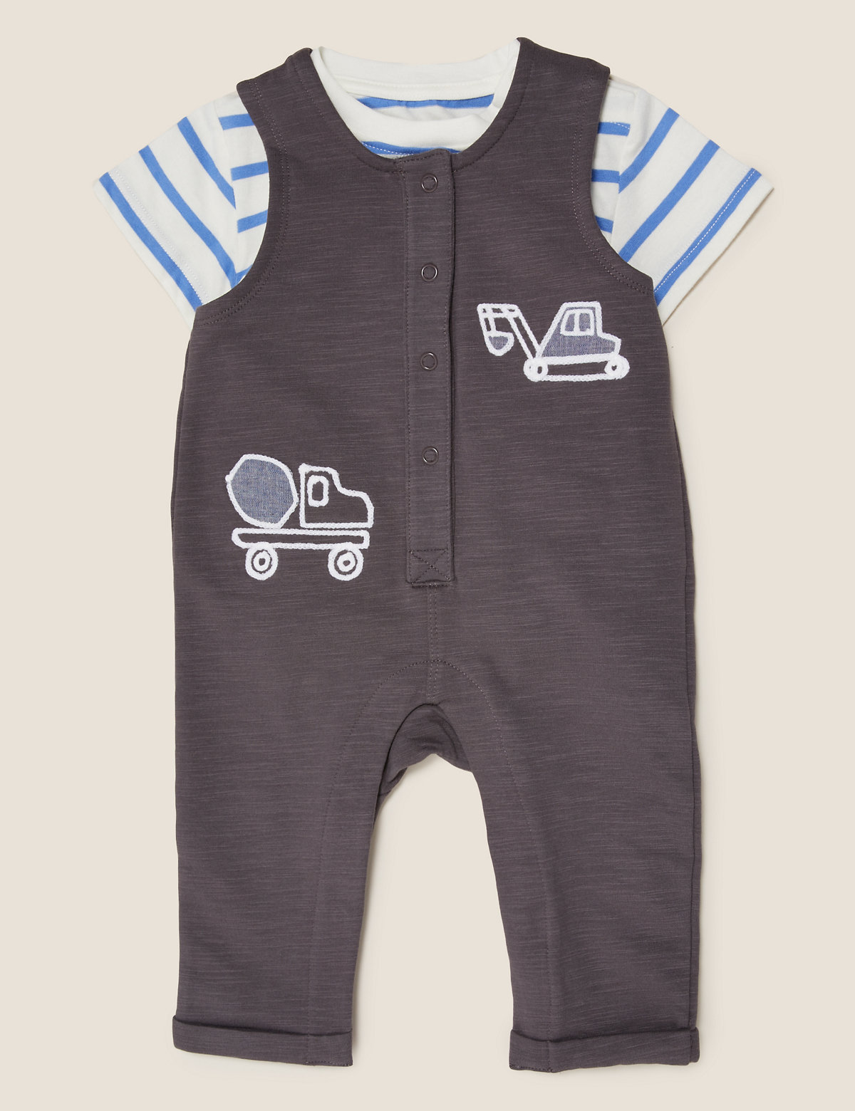 2pc Cotton Transport Dungaree Outfit