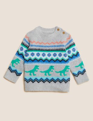 Knitted Dinosaur Jumper (0-3 Yrs) - KR