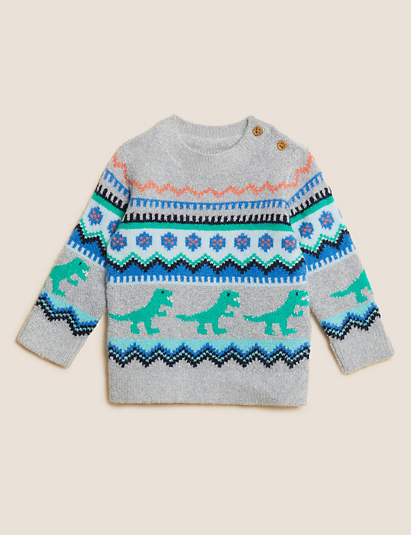 Knitted Dinosaur Jumper (0-3 Yrs) - DK
