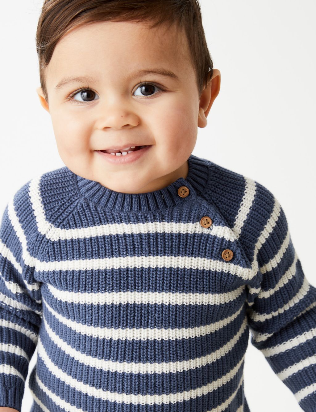 Pure Cotton Striped Knitted Jumper (0-3 Yrs) image 1