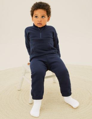 

Boys M&S Collection 2pc Cotton Rich Zip Sweater and Jogger Outfit (0-3 Yrs) - Indigo, Indigo