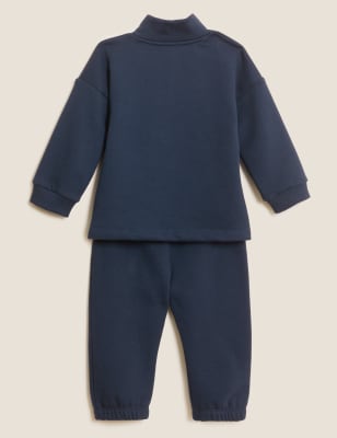 

Boys M&S Collection 2pc Cotton Rich Zip Sweater and Jogger Outfit (0-3 Yrs) - Indigo, Indigo