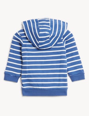 

Boys M&S Collection Cotton Rich Striped Zip Hoodie (0 - 3 Yrs) - Indigo, Indigo