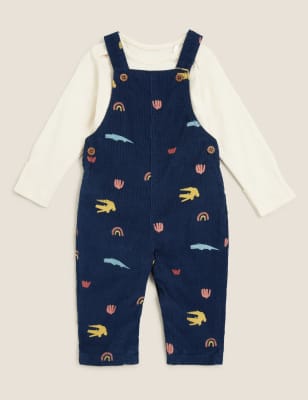 

Boys M&S Collection 2pc Pure Cotton Crocodile Dungaree Outfit (0-3 Yrs) - Navy, Navy