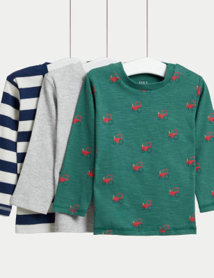 

Boys M&S Collection 3pk Cotton Rich Patterned Tops (0-3 Yrs) - Multi, Multi