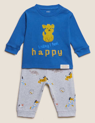 

Boys M&S Collection 2pc Cotton Rich Slogan Outfit (0-3 Yrs) - Indigo Mix, Indigo Mix