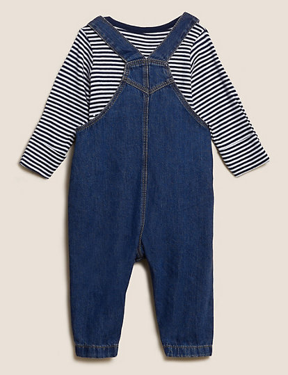 2pc Pure Cotton Dungaree Outfit (0-3 Yrs)