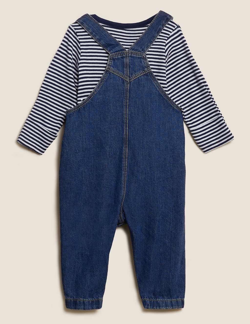 2pc Pure Cotton Dungaree Outfit (0-3 Yrs) image 2