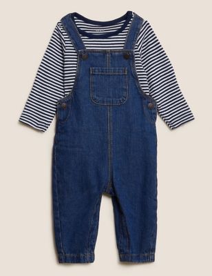 2pc Pure Cotton Dungaree Outfit (0-3 Yrs) - VN