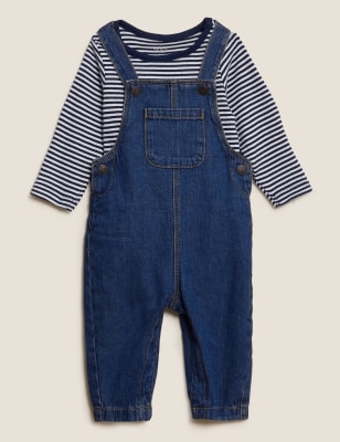 2pc Pure Cotton Dungaree Outfit (0-3 Yrs) - VN