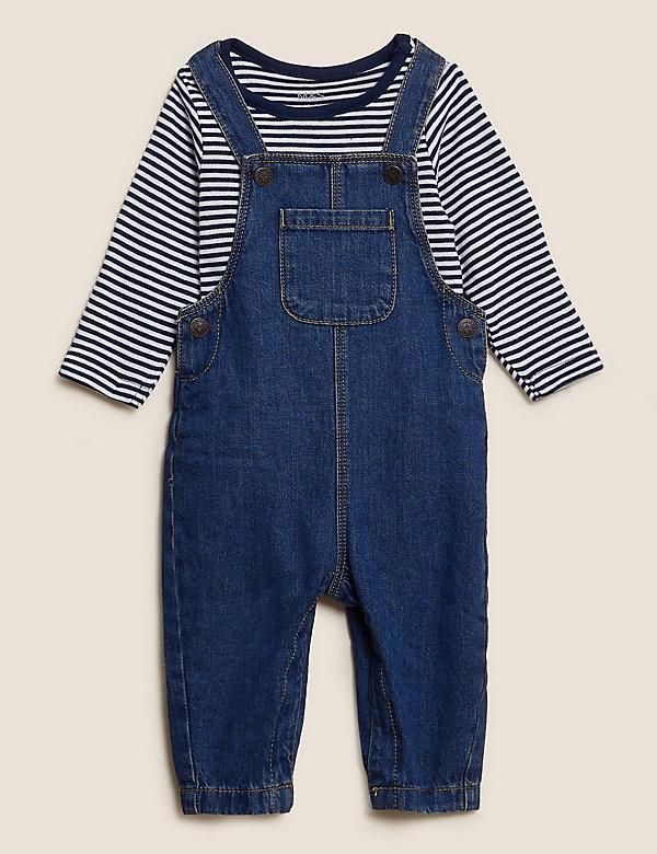 2pc Pure Cotton Dungaree Outfit (0-3 Yrs) - SE