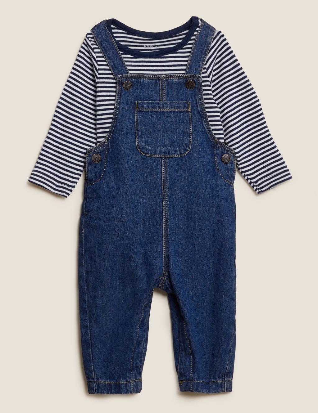 2pc Pure Cotton Dungaree Outfit (0-3 Yrs) image 1