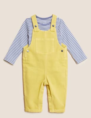 

Boys M&S Collection 2pc Pure Cotton Denim Dungaree Outfit (0-3 Yrs) - Yellow, Yellow