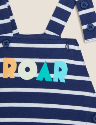 

Boys M&S Collection Pure Cotton Roar Slogan Striped Dungarees (0-3 Yrs) - Navy Mix, Navy Mix