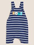 Pure Cotton Roar Slogan Striped Dungarees (0-3 Yrs)