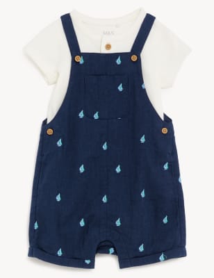 

Boys M&S Collection 2pc Cotton Rich Embroidered Boat Outfit (0-3 Yrs) - Blue Mix, Blue Mix