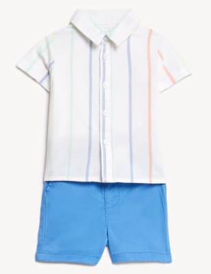 

M&S Collection Conjunto de 2 piezas de parte de arriba y parte de abajo de algodón (0-3 años) - Blue Mix, Blue Mix
