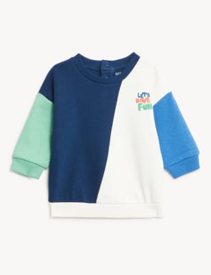 

M&S Collection Pullover mit hohem Baumwollanteil und Schriftzug (0-3 J.) - Navy, Navy