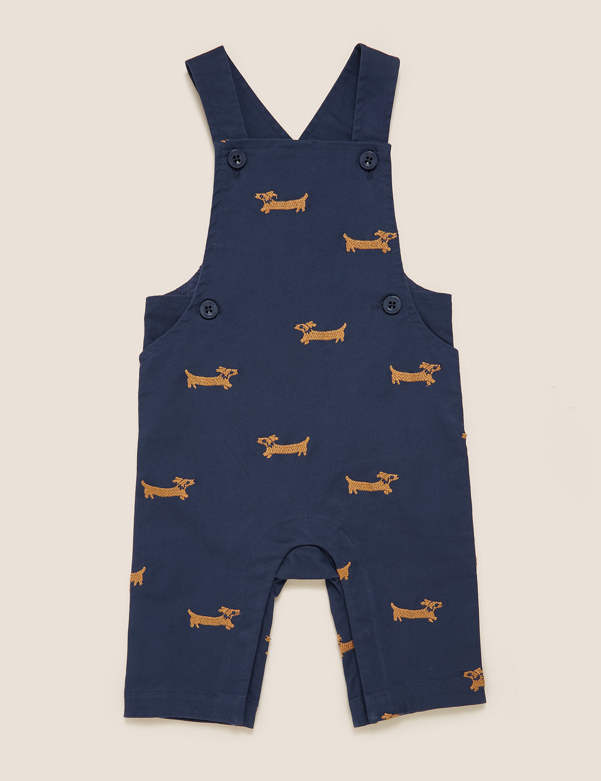 2pc Cotton Embroidered Dog Dungaree Outfit (0-3 Yrs)