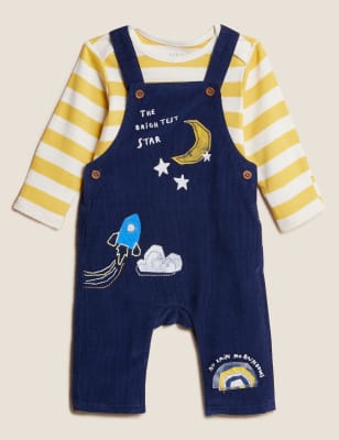 

Boys M&S Collection Pure Cotton Cord Space Print Dungarees (0-3 Yrs) - Indigo, Indigo