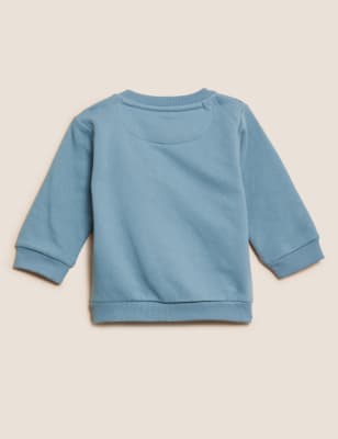 

Boys M&S Collection Cotton Rich Fox Jumper (0-3 Yrs) - Blue, Blue