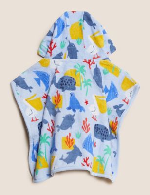 

Boys M&S Collection Cotton Rich Sealife Hooded Towelling Poncho (0-3 Yrs) - Blue Mix, Blue Mix