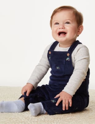 

Boys M&S Collection 2pc Tractor Dungaree Outfit (0-3 Yrs) - Navy Mix, Navy Mix