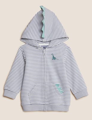 

M&S Collection Kapuzenpullover mit hohem Baumwollanteil und 3D-Dinosauriermotiv (0-3 J.) - Mid Grey, Mid Grey