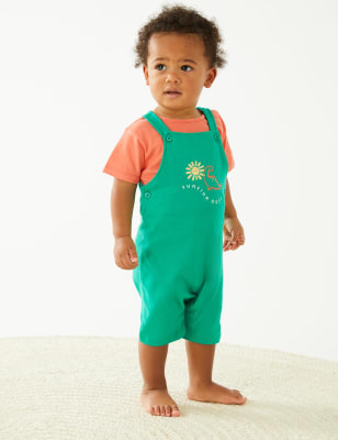 

Boys M&S Collection Pure Cotton Dinosaur Dungarees (0-3 Yrs) - Spearmint, Spearmint