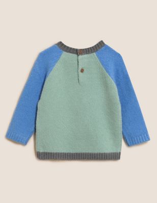 M&S Boys Knitted Stronger Together Slogan Jumper (0-3 Yrs)