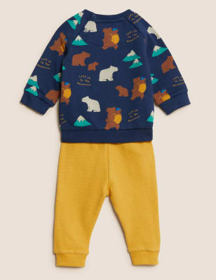 

M&S Collection 2-teiliges Outfit mit hohem Baumwollanteil und Bärenmuster (0-3 J.) - Multi, Multi