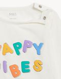 Pure Cotton Happy Vibes Slogan Top (0-3 Yrs)